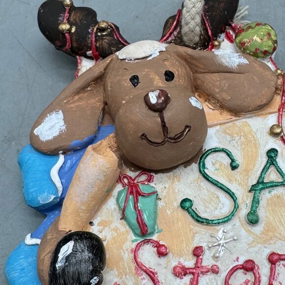 Christmas Santa Stops Here Hanging Holiday Decoration Hand Painted READ - Picture 2 of 9